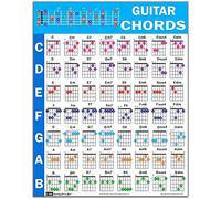 QMG Guitar Chord Poster (24"x30"), Educational Reference Guide for Beginners, 56 Color Coded Chords, printed on non-tearing vinyl paper, Made in USA (Tube shipping)