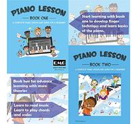 QMG Piano and Keyboard Stickers and Complete Piano Music Lesson and Guide Book 1 & 2 for Kids and Beginners; Designed and Printed in USA
