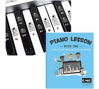 QMG Piano & Keyboard Stickers with Beginner Lesson Book - Complete Learning Kit for Note Recognition, Sheet Music Basics & Practice - Fits 49/54/61/76/88-Key Keyboards