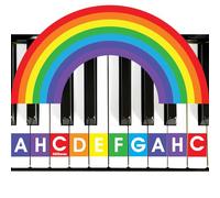 QMG Rainbow Piano and Keyboard Stickers for Kids, A H C Piano Sheet Music Letters Removable Leaves No Residue