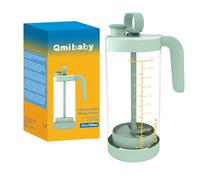 Qmibaby Borosilicate Glass Formula Mixing Pitcher - 32oz Mixing Capacity, Dishwasher-Safe, BPA-Free Lid, Perfect for Breastmilk Pitcher Method & Multi-Baby Feeding Green