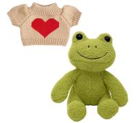 QminTouyzs Frog Teddy, 2 Piece Plush Set with Cozy Sweater, Soft Stuffed Animal Gift for Kids and Adults, Frogs Plush Toy, and Gift Giving,Travel Companion, 20 cm