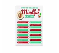 QMIQXIWS How to Eat Mindfully Wall-Art, Inspirational Poster for Mindful Eating Practice in Kitchen and Dining Room(Framed,12x18inch(30x45cm))