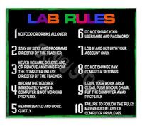 QMIQXIWS Tech Classroom Rules Metal Tin Sign Computer Use Manners For Elementary Middle School Learning Space Wall-Art 8 X 12 inch