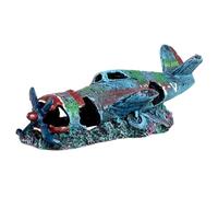 QmjdDymx Aquarium Decor,Fish Tank Decorations, 9.5x4x3 Inch Waterproof Resin Aquarium Decor, Retro Realistic Aircraft Wreckage Fish Tank Decor, Reusable Fish Tank Accessories,Aquarium Decorations