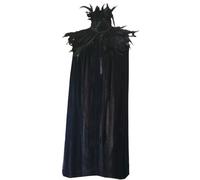 QmjdDymx Black Cloak, 70.9" Black Halloween Witch Cloak Velvet-Like with Neck Embellishment for Men Women Costume Witch, Cape Of The Vampire