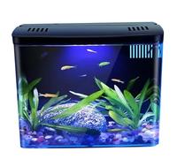 QmjdDymx Black Modern Minimalist 1.32 Gallon Fish Tank With Self Cleaning Filter System, Ideal For Betta Fish, Shrimp, Goldfish & Other Small Aquatic Creatures