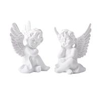 QmjdDymx Cherub Resin Statue Sculpture Decorative Baby Angel Figure Garden Miniature White 2PCS Home decoration ornaments