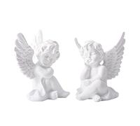QmjdDymx Cherubs Sculpture, 2Pcs Cherub Resin Statue Sculpture Decorative Baby Angel Figure Garden Miniature, White Cherubs Statue