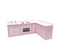 QmjdDymx Dollhouse Kitchen Cabinet, Dollhouse Miniature Kitchen Cabinet 1:12 Scale, Wooden Furniture Set Supplies, Miniature