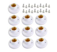 QmjdDymx E27 Lamp Holder Base, 10 Pcs E27 Screw Light Bulb Socket Holder 78mm Round E27 Bulb Holder For Ceiling Light 220V - Pp Material Lamp Holder Screw Fitting (White)