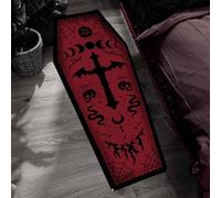 QmjdDymx Goth Rug, 51x20 Coffin Goth Rug - Water Absorbent Halloween Bath Mat - Dark Red Bath Mat, Coffin