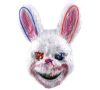 QmjdDymx Halloween Mask, Led Bloody Rabbit Mask - Plush Light Up Scary Animal Headgear - Style 2 Red Rabbit, Bunny