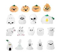 QmjdDymx Halloween Miniatures Figurines, 18Pcs Small Halloween Decorations Mini Village Tombstones Pumpkin Mummy Rabbit Ghost Miniature Halloween Garden Landscape Outdoor Decor