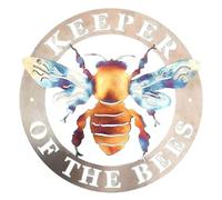 QmjdDymx Keeper of The Bees Metal Art Bee Keeper Wall Garden Craft Bee Farm Sign Ornament Style 1 Sign