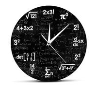 QmjdDymx Math Clock, 12" Math Wall Clock With Mathematical Expressions, Round Analog Teaching Clock Decorative Mathematical Formula Wall Clock Acrylic Classroom Clock For Home Office School Learning