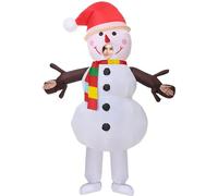 QmjdDymx Snowman Costume Inflatable Costume Waterproof Polyester Snowman Costume With Crotch Funny Costumes With Air Fan, Blow Up Costumes Suit for Adult Christmas Cosplay,Costumes One Size