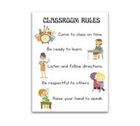 QMKADFQXF Classroom Rules and Expectations Poster Educational Wall-Art for Elementary Middle School Teacher Decor and Management(Unframed,08x12inch(20x30cm))