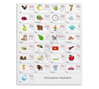 QMKADFQXF Learn Vietnamese Poster Language Chart Metal Tin Sign Educational Wall-Art Aesthetic Decor for Classroom Study(Framed,12x18inch(30x45cm))