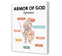 QMKADFQXF Modern Armor of God Art Print - Ephesians Scripture Poster, Faith-Based Wall Decor for Child's Room, Christian Nursery, or Sunday School(Framed,16x24inch(40x60cm))
