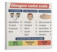 QMKADFQXF Neurological Assessment Poster - Glasgow Coma Scale (GCS) Chart, Education Wall-Art(Framed,08x12inch(20x30cm))