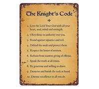 QMKADFQXF The Knights Code Vintage Tin Sign Medieval Chivalry Wall Decor for Home Bedroom Bathroom Bar Living Room Kitchen Man Cave Castle Theme 8 X 12 inch