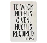 QMKADFQXF To Whom Much Is Given Is Required Metal Tin Sign Inspirational Scripture Wall Decor for Home Sunday School 8 X 12 inch