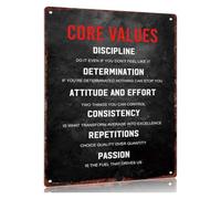 QMKADFQXF Vintage Core Values Metal Sign Discipline Determination Attitude Wall Decor For Office Gym Home 8 X 12 inch