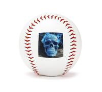 QMKFWT 3D Print Blue Skull Baseball Standard Practice Baseball Flat Raised Seam Options Official League Baseballs for League Play Pitching Hitting Batting Fielding Gifts