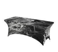 QMKFWT A Cat on the Grass Decorative Tablecloth Protector for Wedding, Banquet & Parties6FT Spandex Rectangle Tablecloths, Stretch Washable Table Cloth Wrinkle Free Patio Table Cover