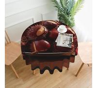 QMKFWT A Few Chestnuts Printed Round Tablecloth,Dust-Proof Wrinkle Resistant Table Cover Washable Polyester Table Cloth for Kitchen Dining Room Farmhouse Picnic Indoor Outdoor(Round 60 Inch)