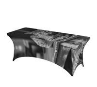 QMKFWT A Gray Cat Decorative Tablecloth Protector for Wedding, Banquet & Parties6FT Spandex Rectangle Tablecloths, Stretch Washable Table Cloth Wrinkle Free Patio Table Cover