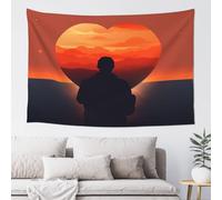 QMKFWT A Heart Shape in Front Tapestry Aesthetic Wall Hanging Tapestries 60'' x 40'' Boho Tapestries Vertical Wall Art Decorative Funny Vintage Poster Flag Tapestry for Bedroom Living Room Decor