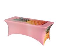QMKFWT A Pineapple Decorative Tablecloth Protector for Wedding, Banquet & Parties6FT Spandex Rectangle Tablecloths, Stretch Washable Table Cloth Wrinkle Free Patio Table Cover