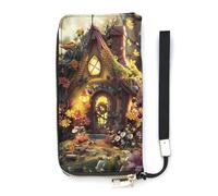QMKFWT A Small Fairy Tale House Wallet Large Capacity Clutch Cash PursePU Leather Long Zipper Pouch Wallet Unisex, white, 20x10.5cm, Wallet