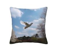 QMKFWT A White Dove Flies by Print Throw Pillow Covers Decorative Pillow Cover Square Cushion Cases Soft Cushion Cover Throw Sofa Pillow Case for Home Decor Living Room Bed Couch Car 12"x12"