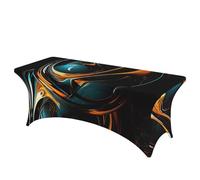 QMKFWT Abstract Background Decorative Tablecloth Protector for Wedding, Banquet & Parties6FT Spandex Rectangle Tablecloths, Stretch Washable Table Cloth Wrinkle Free Patio Table Cover