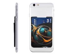 QMKFWT Abstract Background Phone Wallet, Stick On Card Holder for Back of Phone Case - Leather Cell Phone Card Wallet Sleeve Adhesive Phone Pocket - Compatible with Most Cell Phones