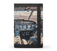 QMKFWT Airplane Cockpit Casual Wallet Credit Card Holder Premium Document Organizer Case for Men And Women