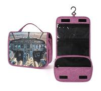 QMKFWT Airplane Cockpit Toiletry Bag Waterproof Makeup Bag with Hanging Hook Cosmetic Bags for Women Travel Essentials