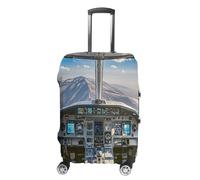 QMKFWT Airplane Cockpit Travel Luggage Cover Washable Anti-scratch Suitcase Protector Dustproof Protective Cover Case for Wheeled Luggage Fits 19-32 Inch Luggage, white, XL