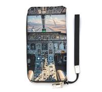 QMKFWT Airplane Cockpit Wallet Large Capacity Clutch Cash PursePU Leather Long Zipper Pouch Wallet Unisex, white, 20x10.5cm, Wallet