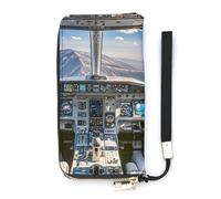 QMKFWT Airplane Cockpit Wallet Large Capacity Clutch Cash PursePU Leather Long Zipper Pouch Wallet Unisex, white, 20x10.5cm, Wallet