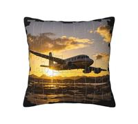QMKFWT Airplane Puzzle Print Throw Pillow Covers Decorative Pillow Cover Square Cushion Cases Soft Cushion Cover Throw Sofa Pillow Case for Home Decor Living Room Bed Couch Car 16"x16"