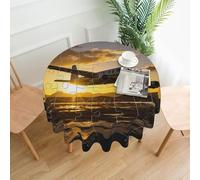 QMKFWT Airplane Puzzle Printed Round Tablecloth,Dust-Proof Wrinkle Resistant Table Cover Washable Polyester Table Cloth for Kitchen Dining Room Farmhouse Picnic Indoor Outdoor(Round 60 Inch)