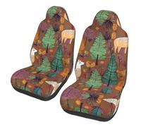 QMKFWT Alpaca in The Forest Printed 2 Pcs Automotive Seat Covers for Front with Elastic Straps Car Protector Seat Covers for Car SUV Truck