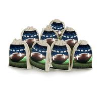 QMKFWT American Football Drawstring Pouches Small Bulk Cotton Burlap Storage Bags Reusable Muslin Sachet Bag for Candy, Toys, Jewelry, Treats, Birthday Party Favors