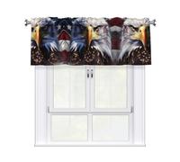 QMKFWT American USA Flag with Eagle Curtain Valance for Windows,Kitchen Window Curtains Blackout Drapes Window Treatments Decorative Rod Pocket Short Curtain for Living Room Bedroom,54" W x 18" L