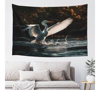 QMKFWT An Egret in the Water Tapestry Aesthetic Wall Hanging Tapestries 60'' x 40'' Boho Tapestries Vertical Wall Art Decorative Funny Vintage Poster Flag Tapestry for Bedroom Living Room Decor