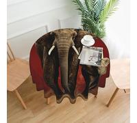 QMKFWT an Elephant Printed Round Tablecloth,Dust-Proof Wrinkle Resistant Table Cover Washable Polyester Table Cloth for Kitchen Dining Room Farmhouse Picnic Indoor Outdoor(Round 60 Inch)